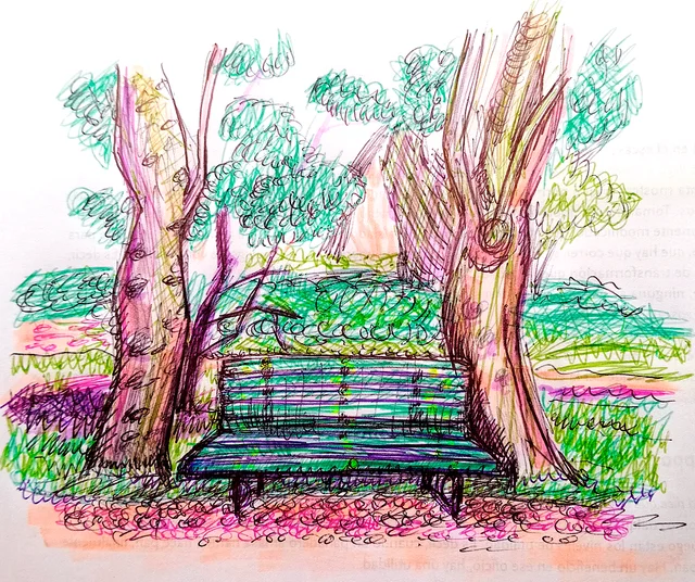 Bench in Thays Botanical Garden